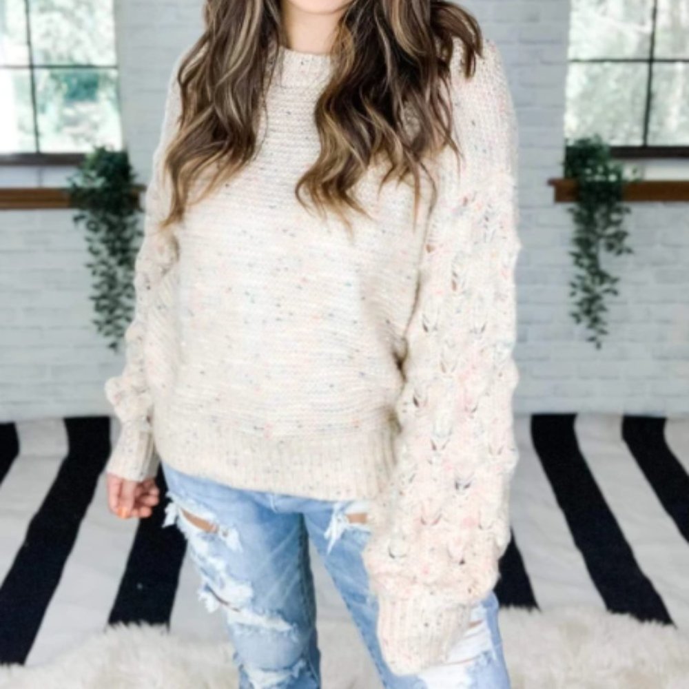 Women's Sweater BUBBLE SLEEVE MULTI-COLOR NWT